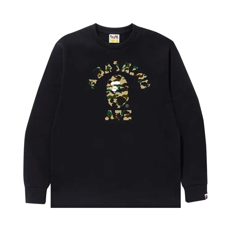 

Футболка BAPE 1st Camo College Long-Sleeve 'Black/Yellow', черный