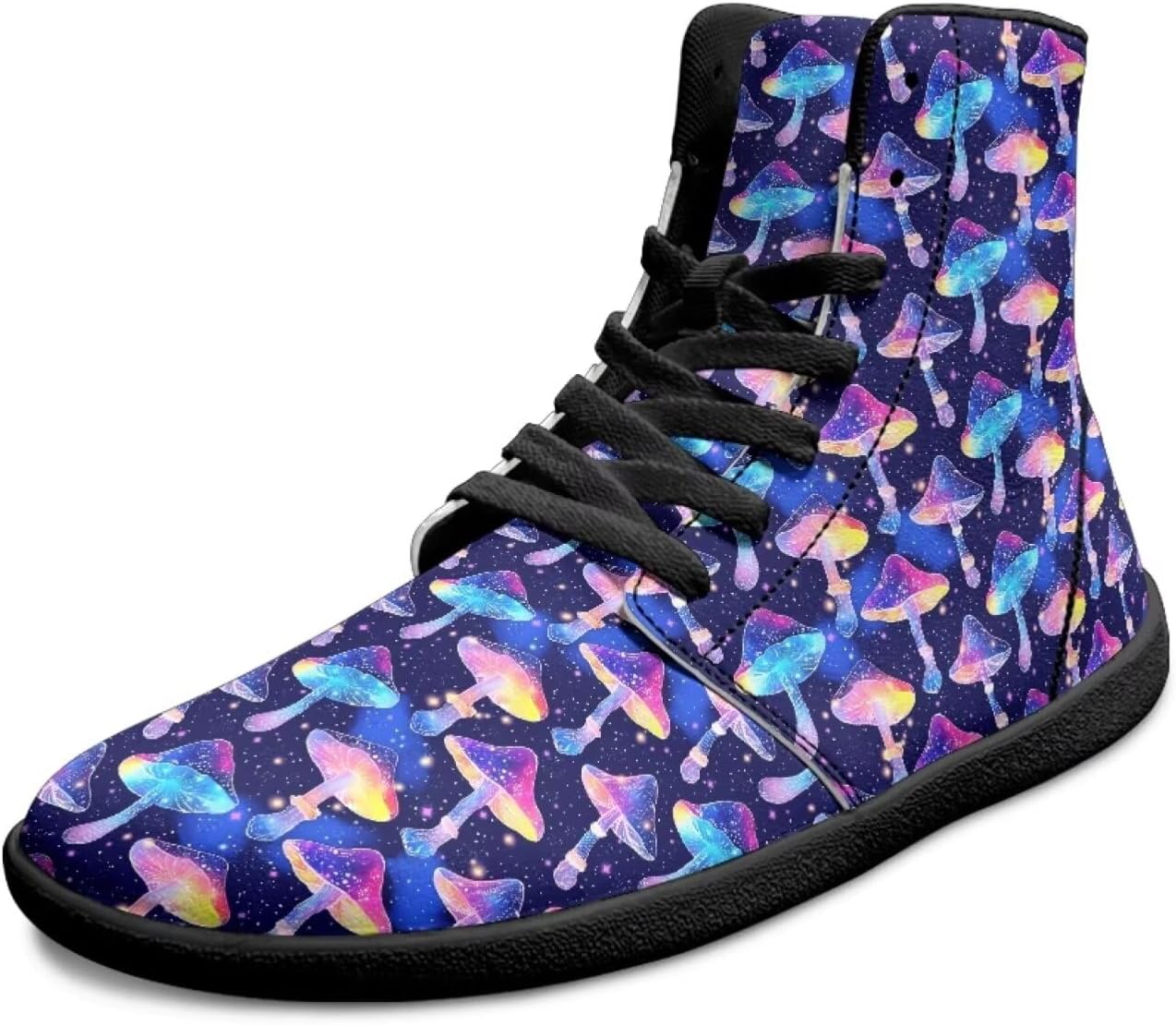 

Высокие кроссовки для мужчин, с широкой носочной частью, шнуровкой, уличные, с нулевым перепадом, поддержкой голеностопа, для ходьбы Xixirimido, Galaxy Mushrooms