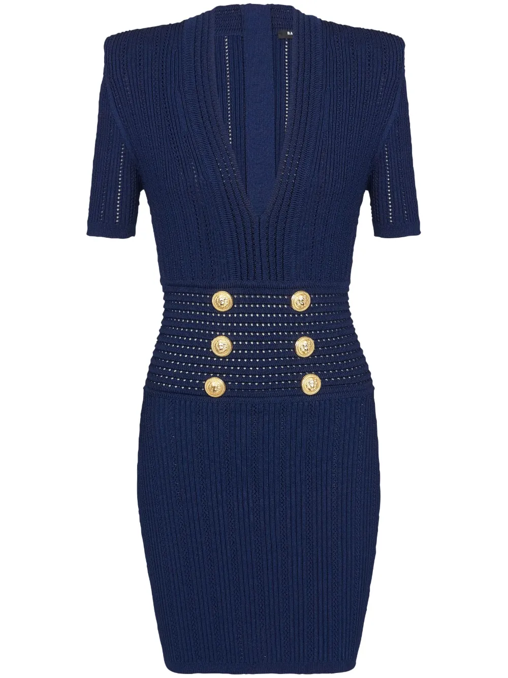 

Трикотажное платье с V-образным вырезом BALMAIN, синий