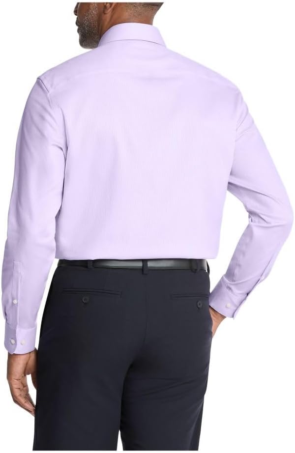 Мужская рубашка Calvin Klein, классического кроя, не глажущаяся, однотонная, Lilac — фото 2