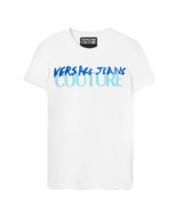 

Хлопковая футболка с коротким рукавом с логотипом организации Versace Jeans Couture, белый