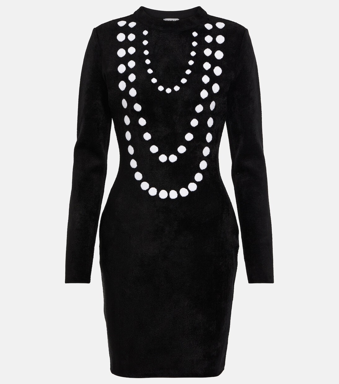 

Жаккардовое мини-платье из смесовой шерсти ALAÏA, черный