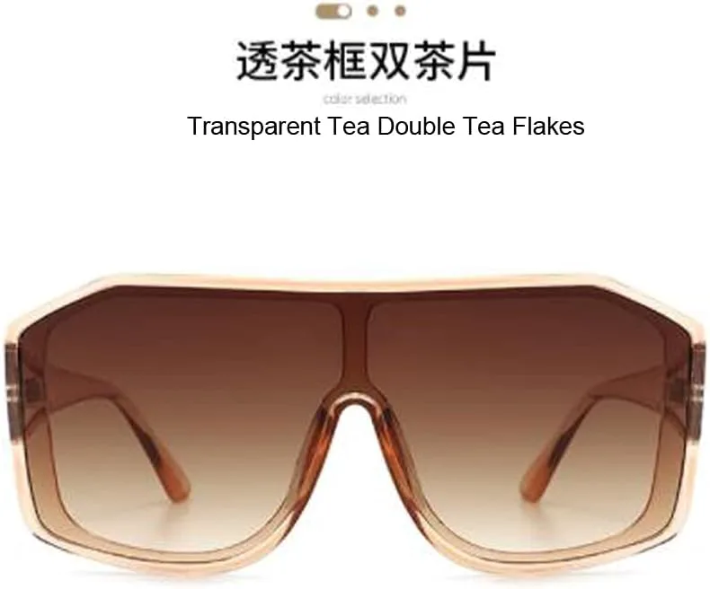 

Крупные квадратные солнцезащитные очки для мужчин и женщин, модные солнцезащитные очки с защитой от УФ-излучения Angelastore, Transparent Tea Frame Double Tea Flakes