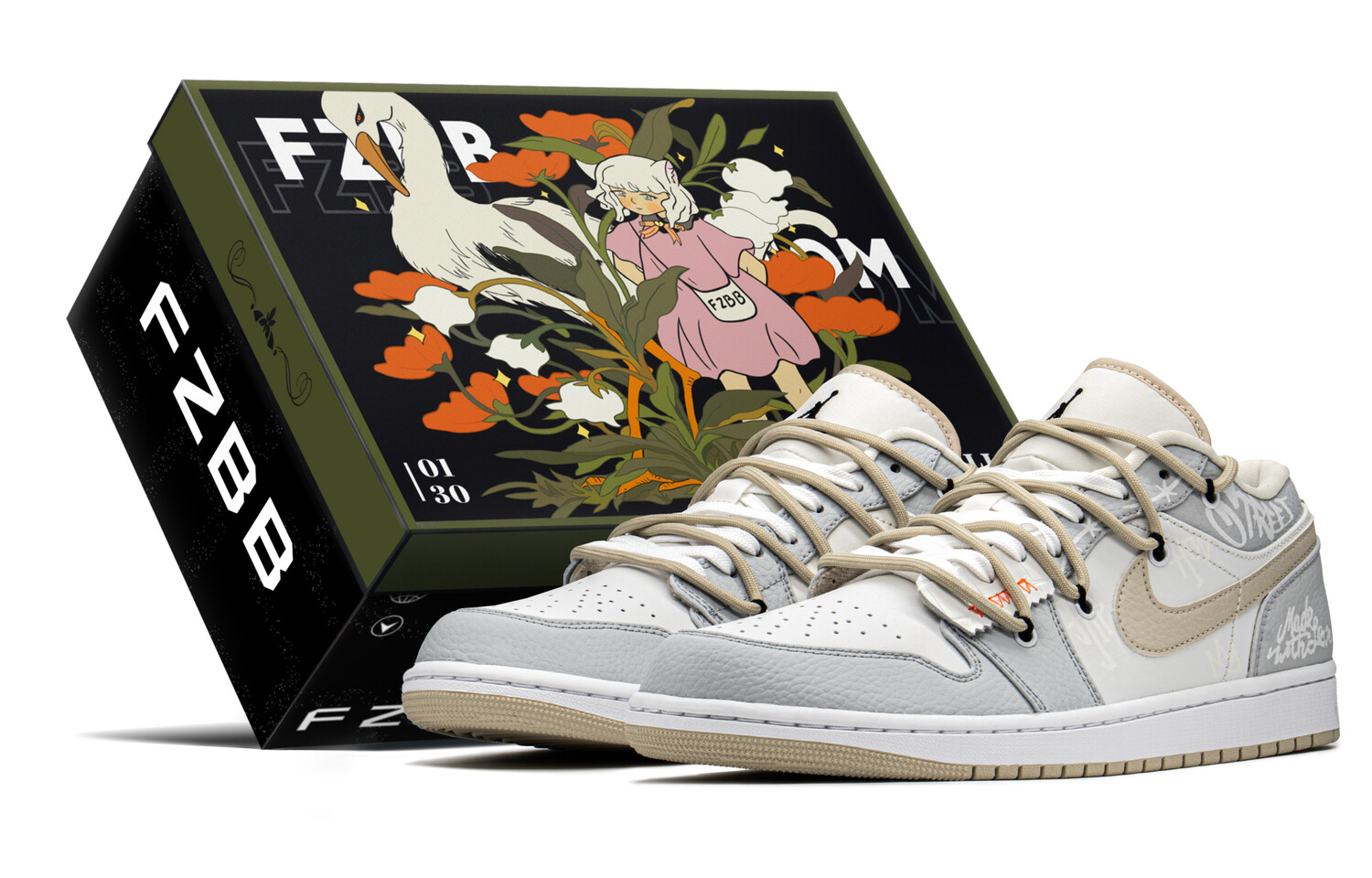 

Кроссовки Air JORDAN 1 Vintage Basketball Shoes Men Low-Top Gray White/Khaki