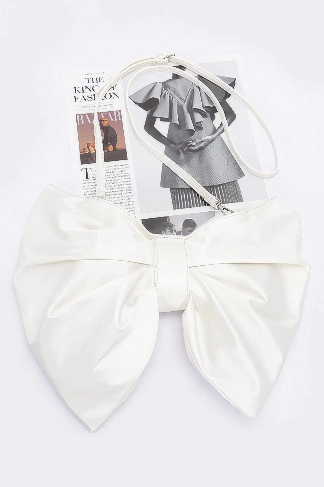 

Сумка через плечо с атласным бантом FASHNZFAB, слоновая кость