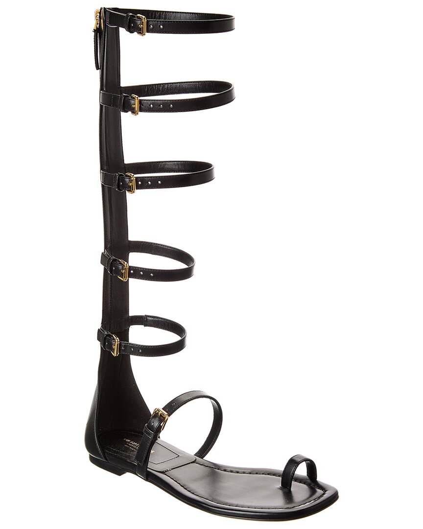 Michael Kors Collection Juliette Leather Gladiator Sandal, черный