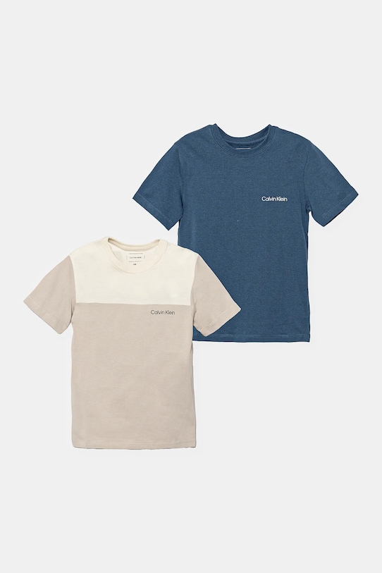 Хлопковая футболка детская 2 шт Calvin Klein Jeans, темно-синий — фото 2
