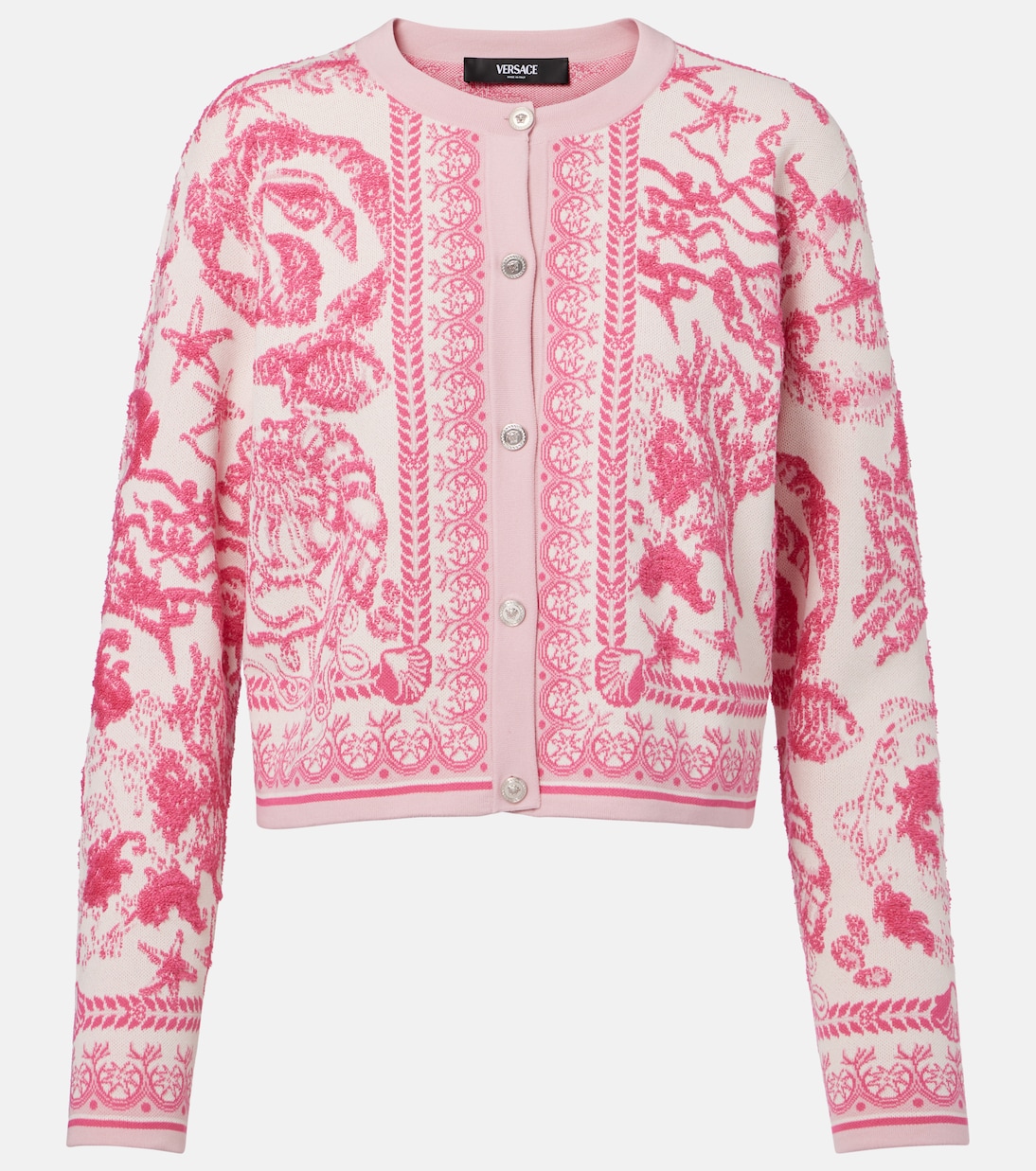 

Жаккардовый кардиган Underwater Barocco Versace, Eggshell+Dragonfruit