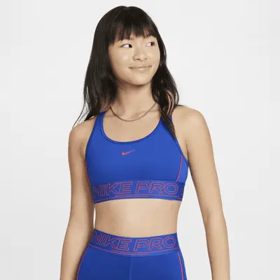 

Спортивный бюстгальтер Nike Pro Swoosh Girls' Sports Bra, цвет Game Royal/Aster Pink/Aster Pink
