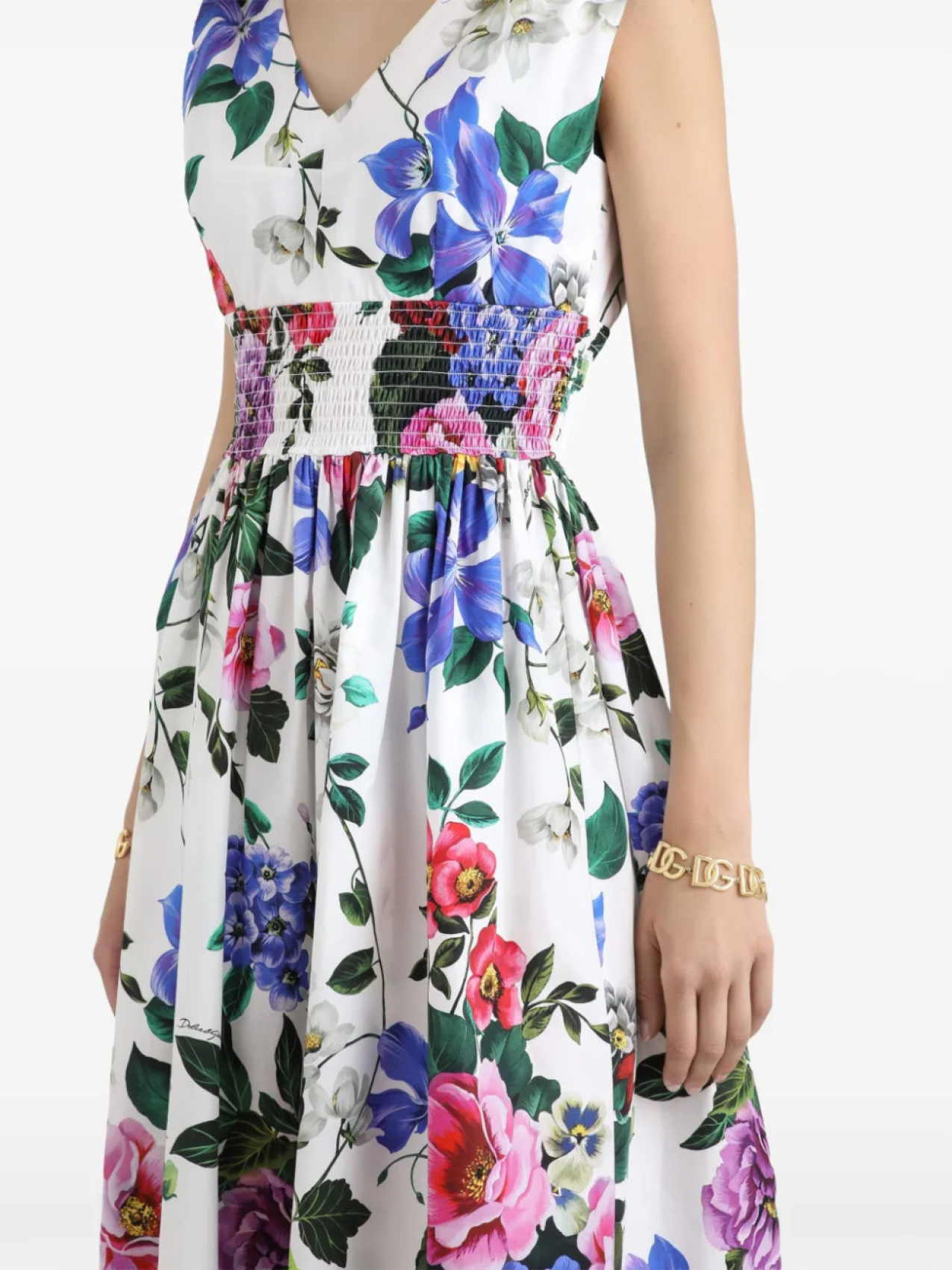 Платье Dolce & Gabbana Floral Print Mini Dress, белый/мльтиколор — фото 4