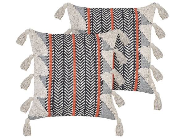 

Подушка Beliani 2 шт Bouvardia, 45x45x45 см цвет schwarz/grau/orange/weiß