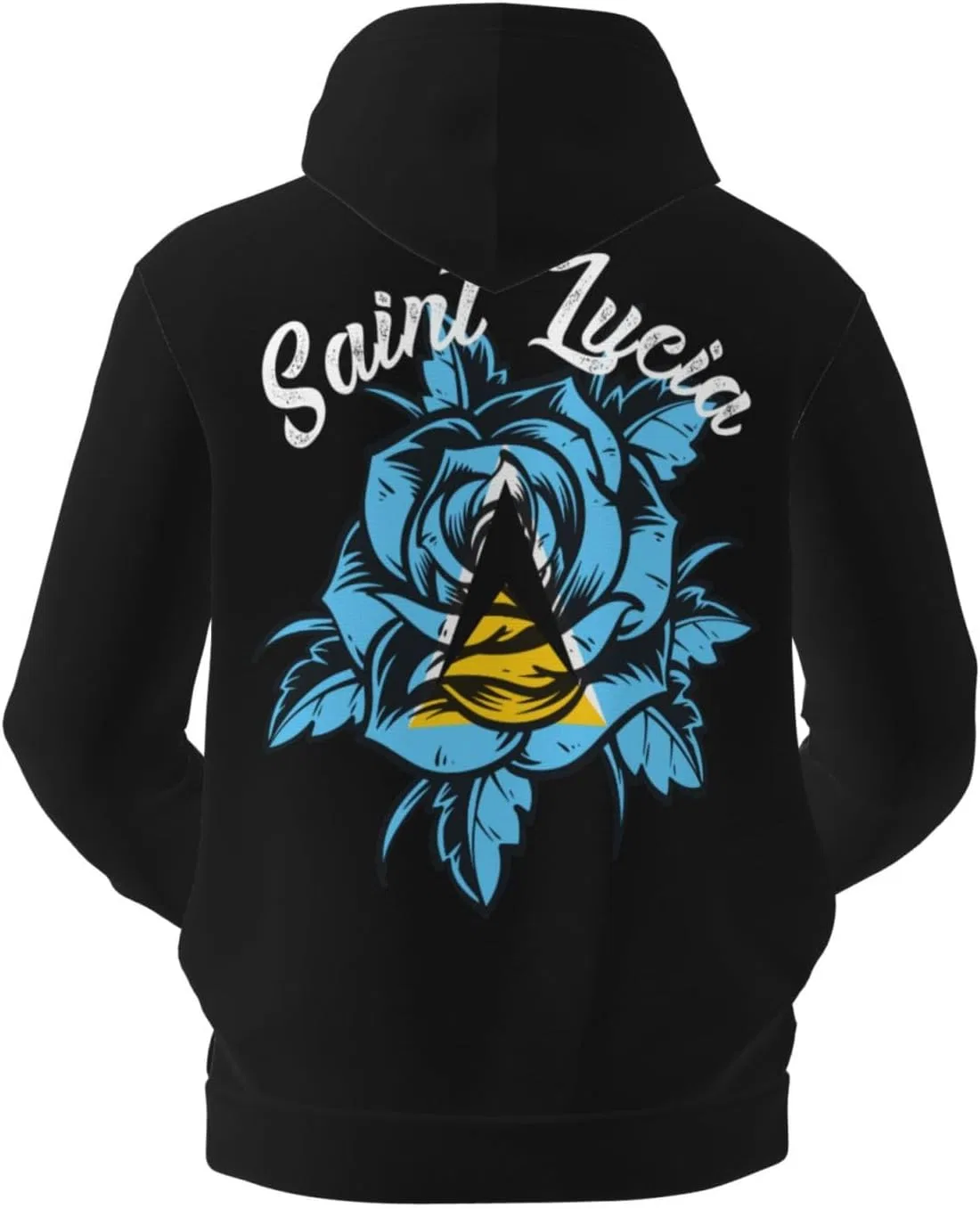 Generic Винтажная флисовая толстовка с капюшоном Saint Lucia в цвете Rose Lucian Flag с карманом — фото 3