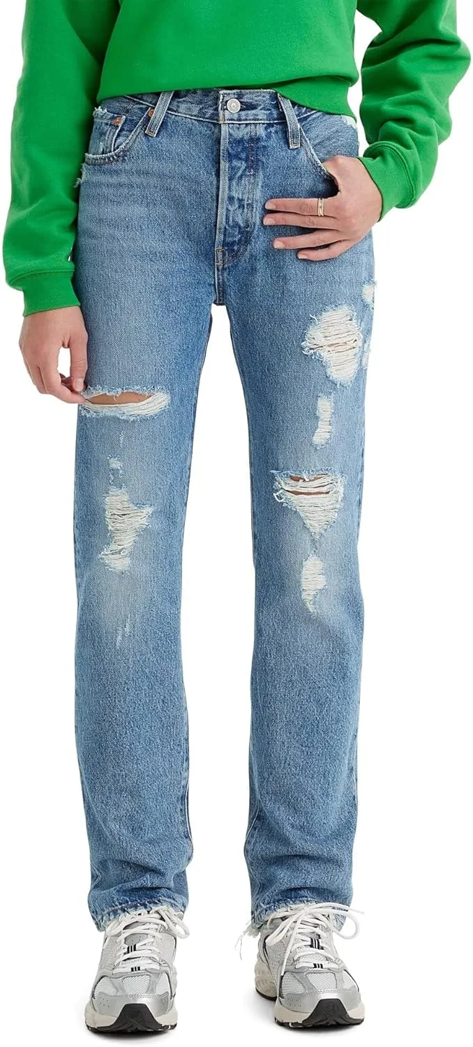 Levi's Women's Premium 501 Original Fit джинсы, светло-индиго