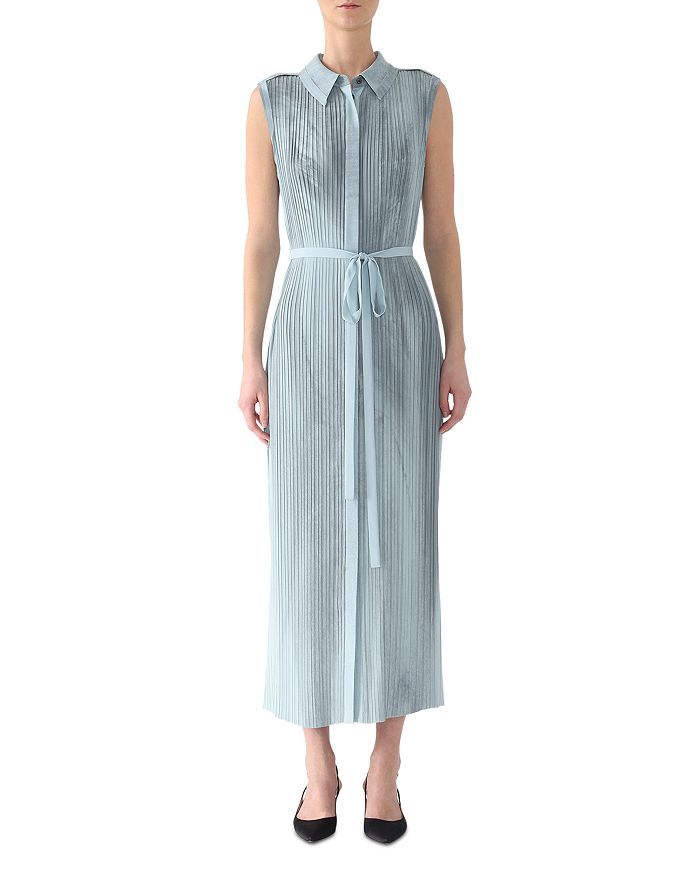 

Плиссированное платье без рукавов из жоржета Jason Wu Collection, синий