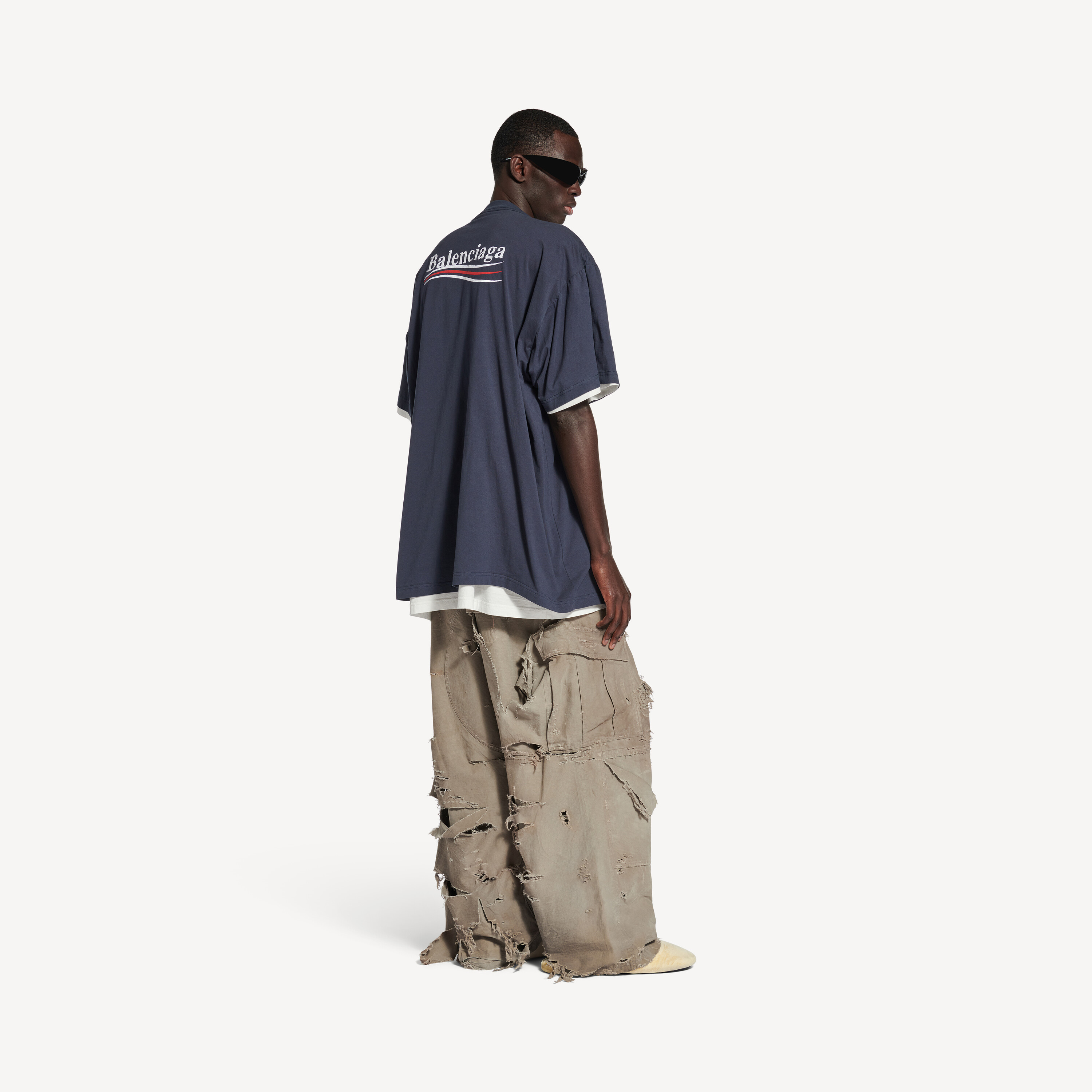 Мужская футболка political campaign double в цветах темно-синий/белый/красный BALENCIAGA, красный/белый/темно-синий — фото 3