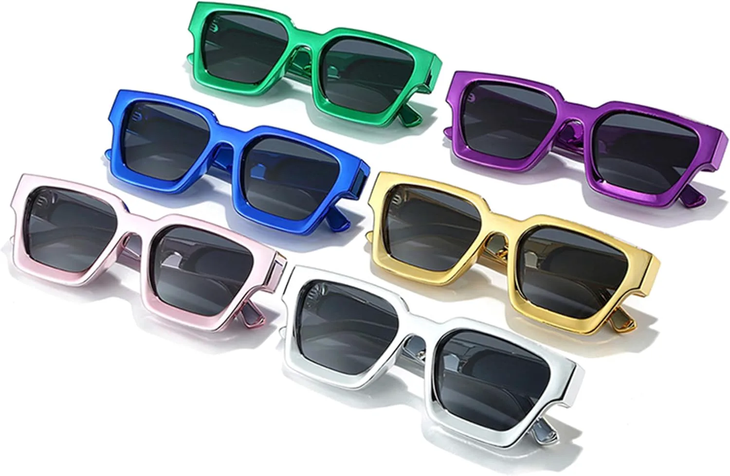 

bullabulling Металлические большие толстые квадратные солнцезащитные очки класса люкс, модные массивные прямоугольные солнцезащитные очки, черные очки, Green