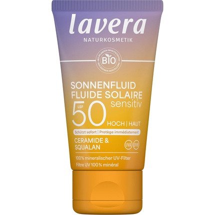 

Солнцезащитный лосьон Sensitive SPF 50 для лица и зоны декольте Lavera