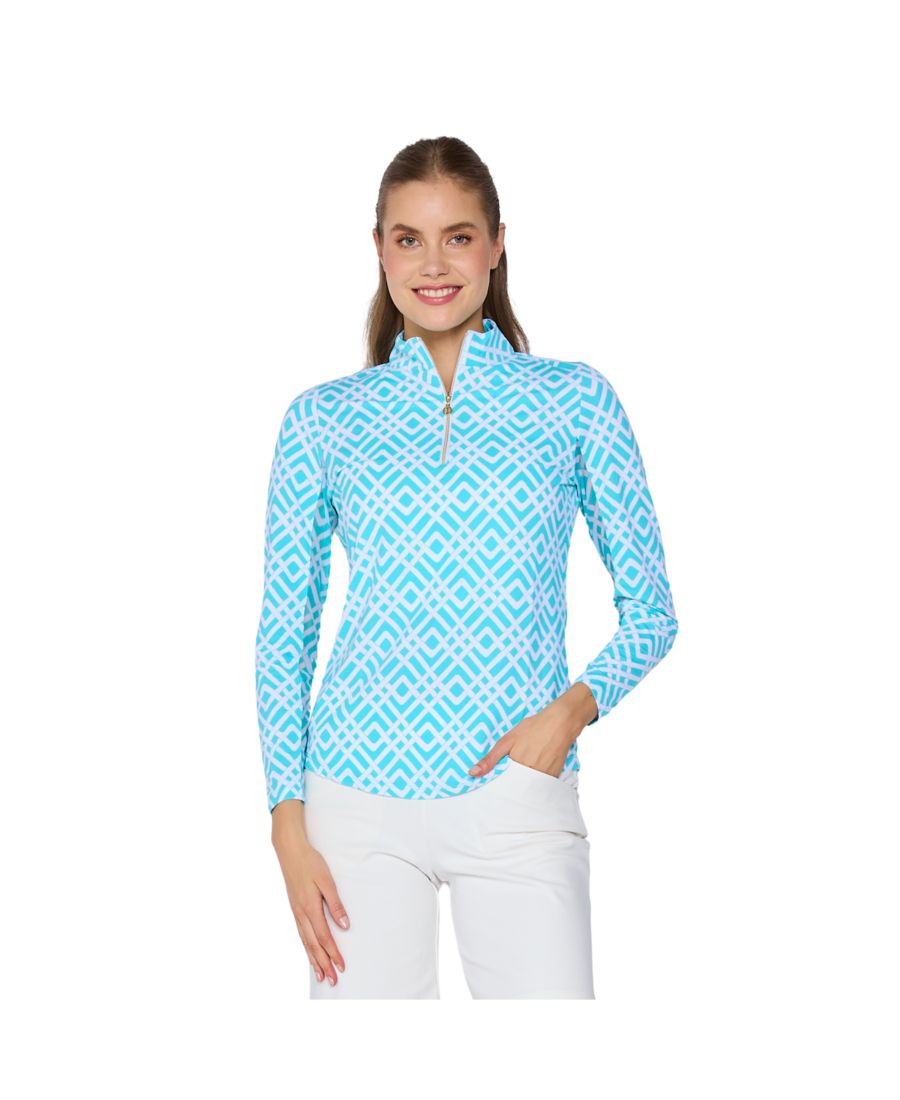 

G Lifestyle Женская блузка с длинными рукавами и воротником-стойкой G Lifestyle Clothing, Trelis turq