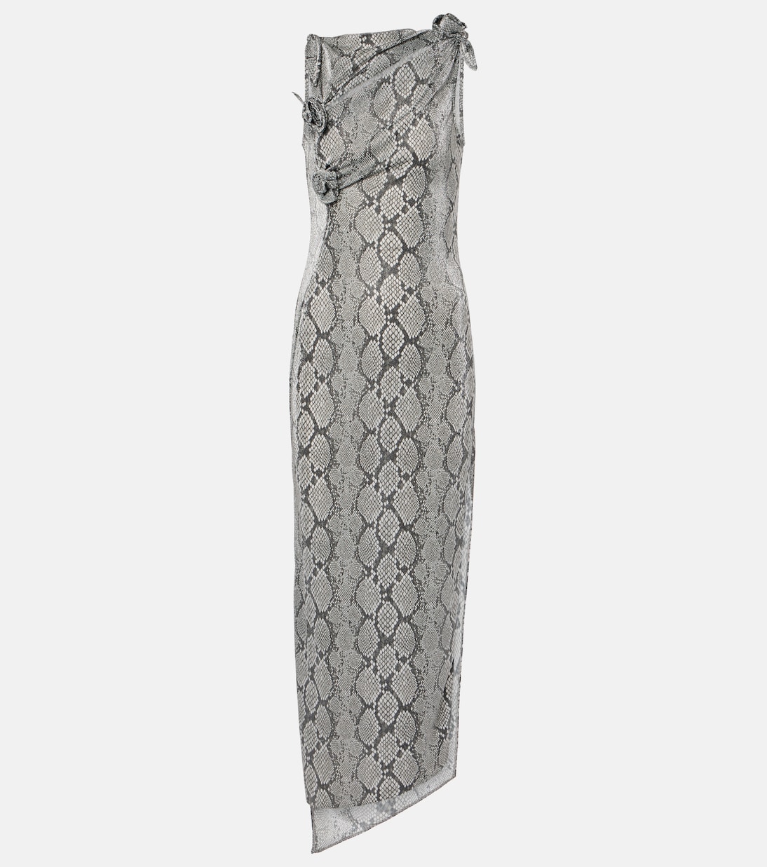 

Асимметричное макси-платье с эффектом змеиной кожи Coperni, Print Snake