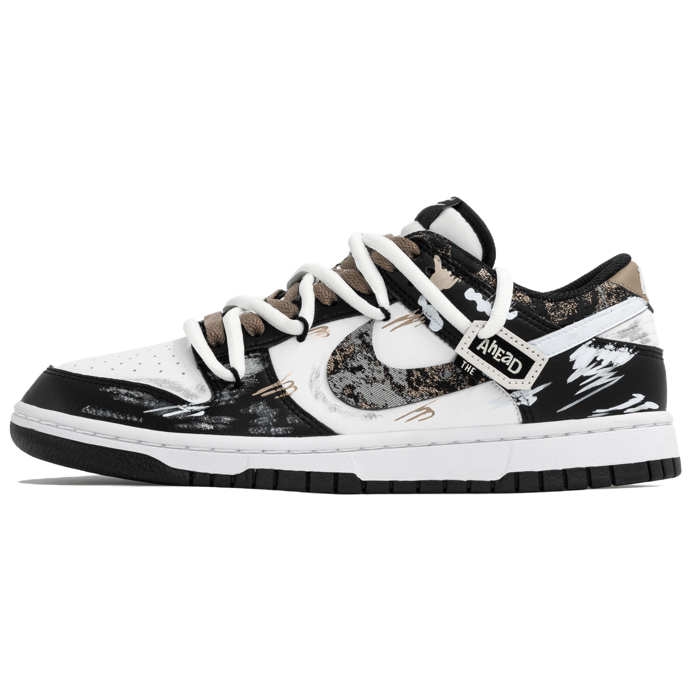 Nike Dunk Kaleidoscope, Tide, Shopping Bag, мужские скейтерские кроссовки низкие, устойчивые к истиранию, черно-белые — фото 3