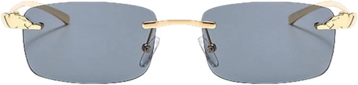 

Винтажные уникальные солнцезащитные очки без оправы прямоугольной формы с принтом гепарда для женщин, конфетные цвета, прозрачные линзы для мужчин HHZZYVY, Golden Red