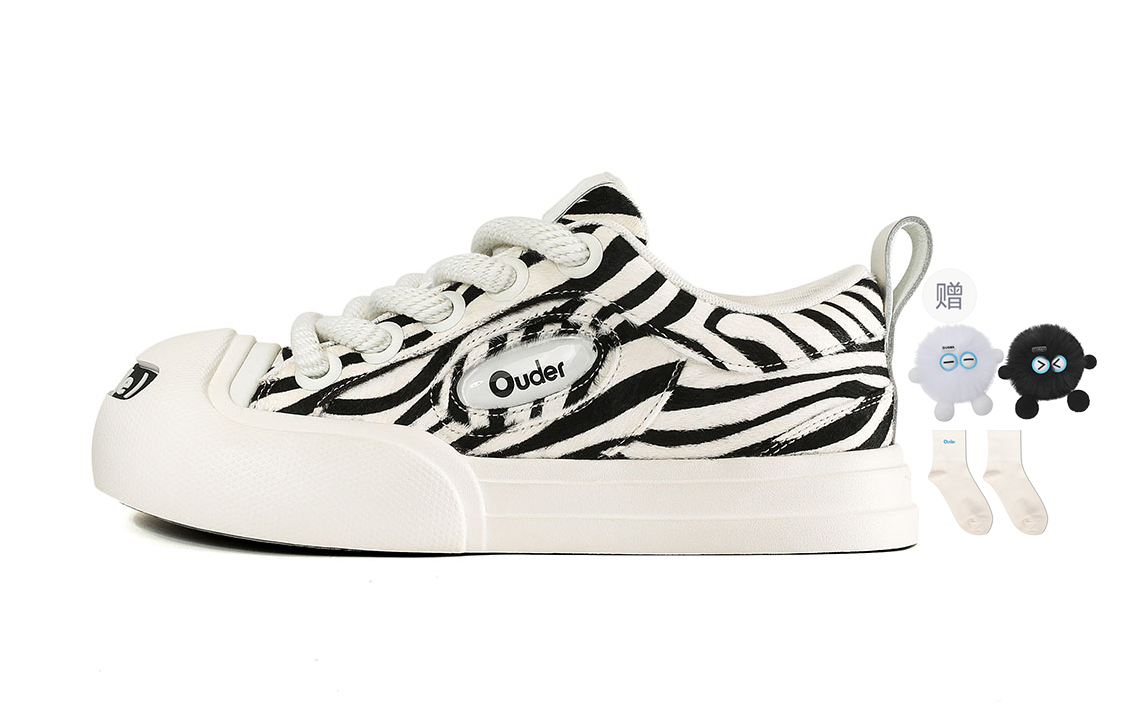 

Кроссовки Ouder Smiler Skateboarding Shoes Unisex Low-top Black, цвет Zebra Pattern