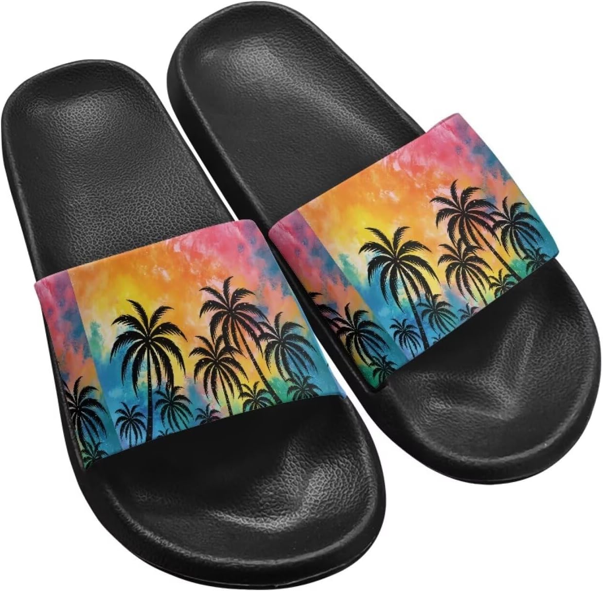 

Тапочки для душа Twousenru для мужчин, домашние шлепанцы, для ванной, для дома и пляжа, сандалии для бассейна, нескользящие с мягкой подошвой, Tie Dye Coconut Tree