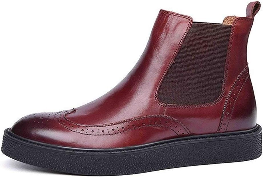 

Мужские ботинки Rui Landed Wingtip Brogue Chelsea, премиальная натуральная кожа, круглый носок, подошва с легкой очисткой, стиль на пуке, цвет: красно-коричневый, размер: 5 US