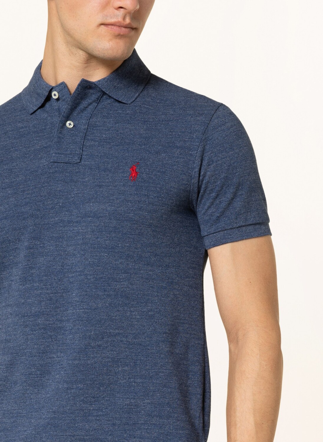 Рубашка поло POLO RALPH LAUREN Piqué Slim Fit, синий — фото 4