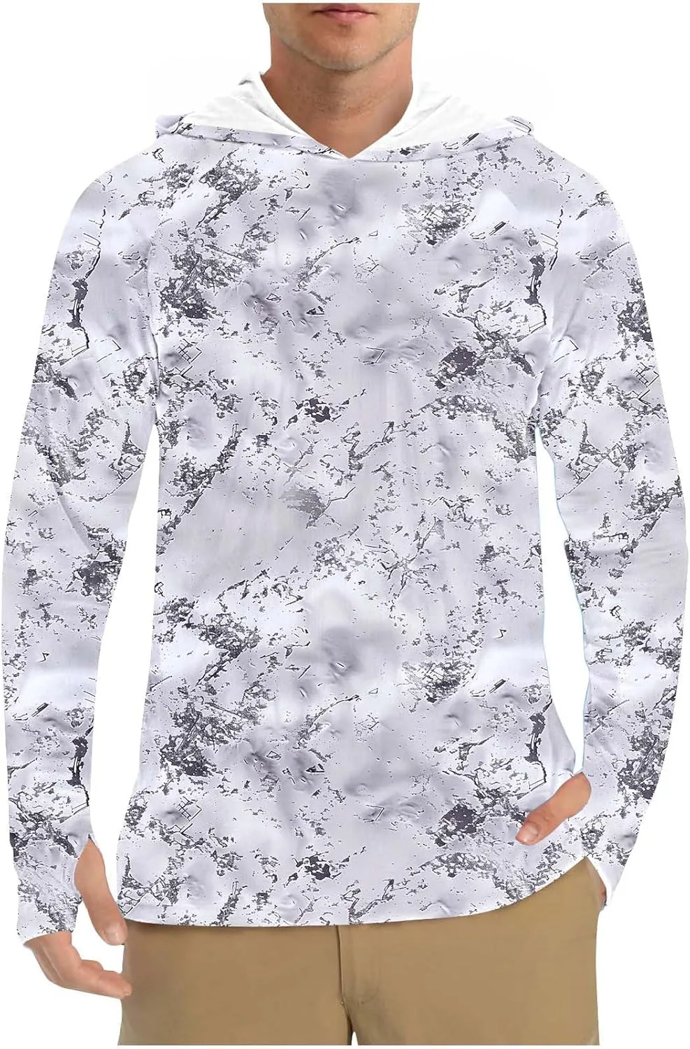 

Мужская рубашка с защитой от ультрафиолета, длинными рукавами и камуфляжным капюшоном