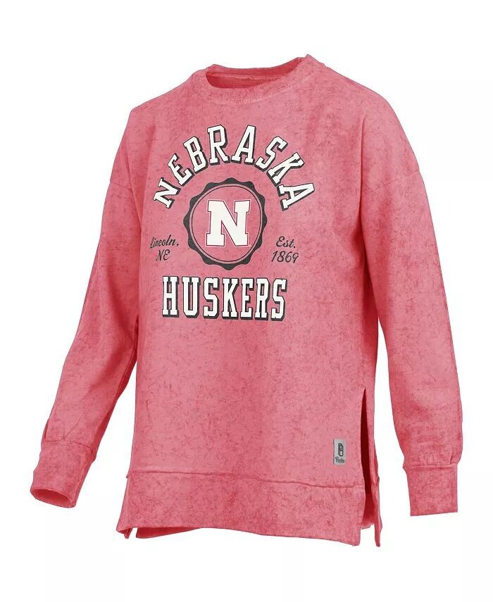 

Женский пуловер-свитшот Scarlet Nebraska Huskers, вытертый на солнце, пуловер Bishop Pressbox