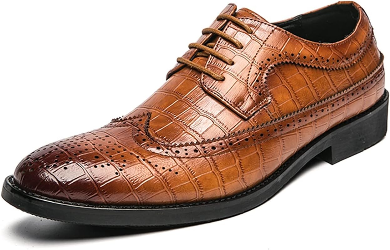 

Мужские деловые туфли на шнурках с полированным носком из веганской кожи, с подошвой из резины с противоскользящим эффектом, подходят для разных случаев. (Цвет: коричневый, размер: 10) Gommer