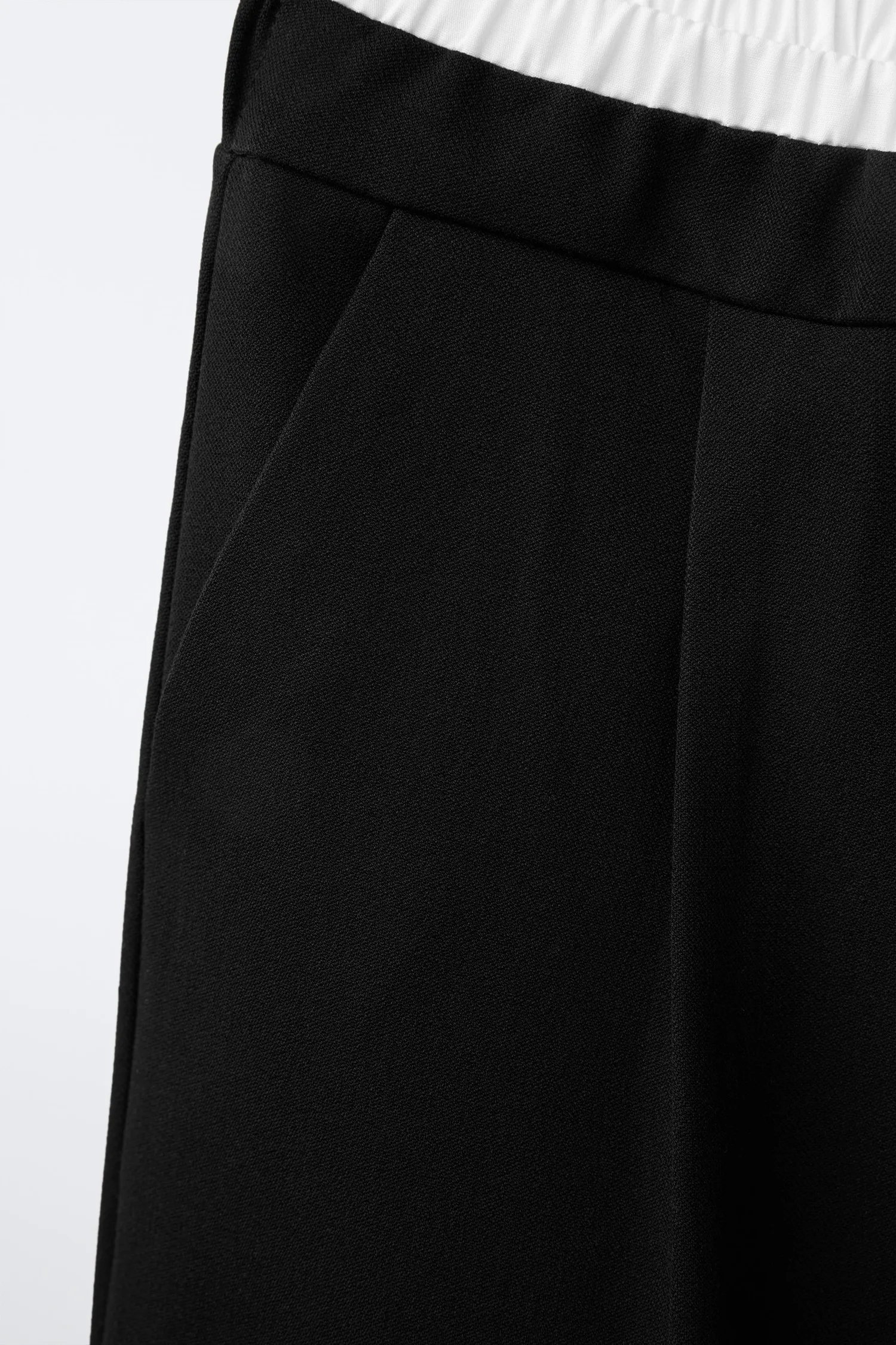 Брюки с двойным поясом и широкими штанинами Zara, черный — фото 4