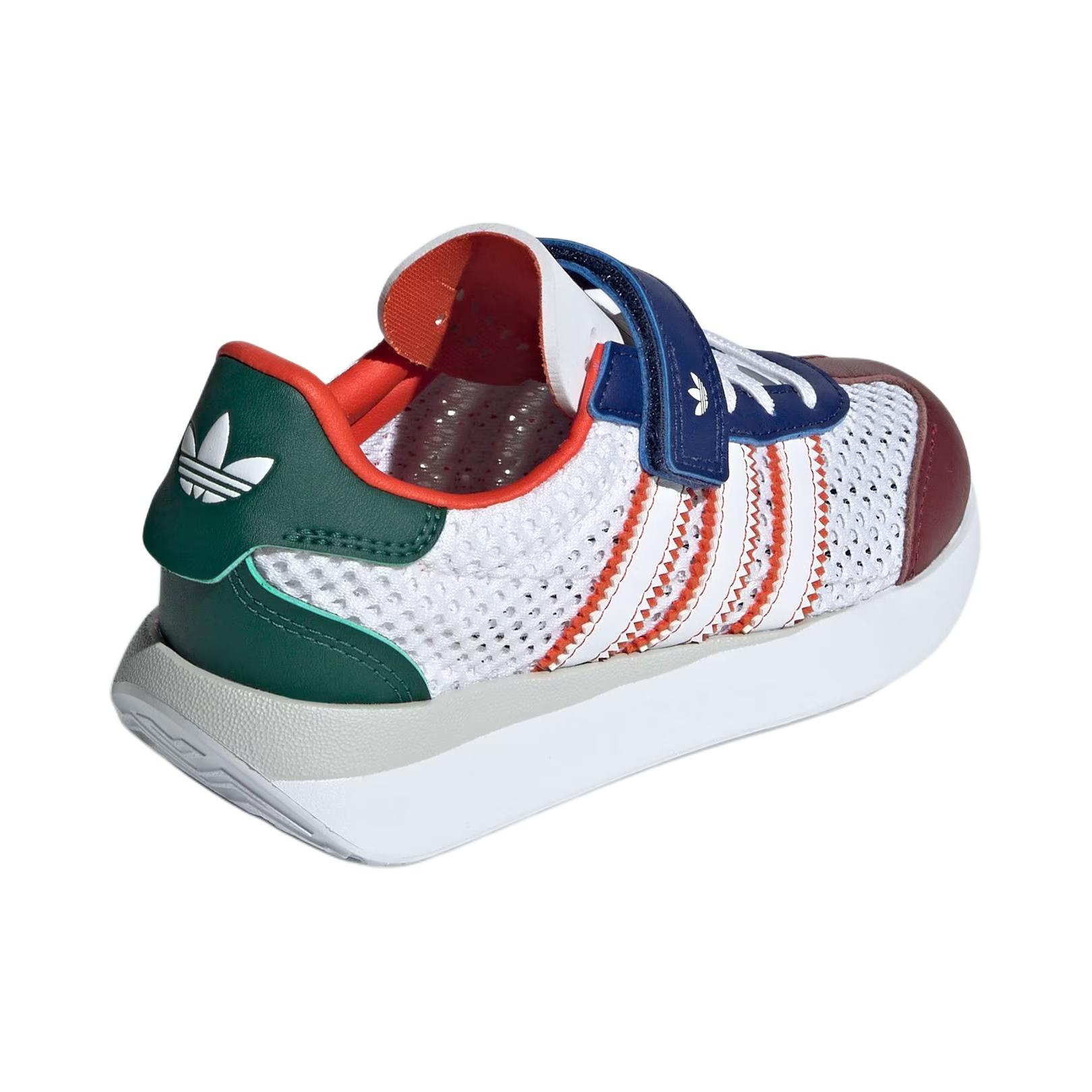 Дошкольные кроссовки Adidas Originals для мальчиков, белые с оранжево-красными вставками — фото 4