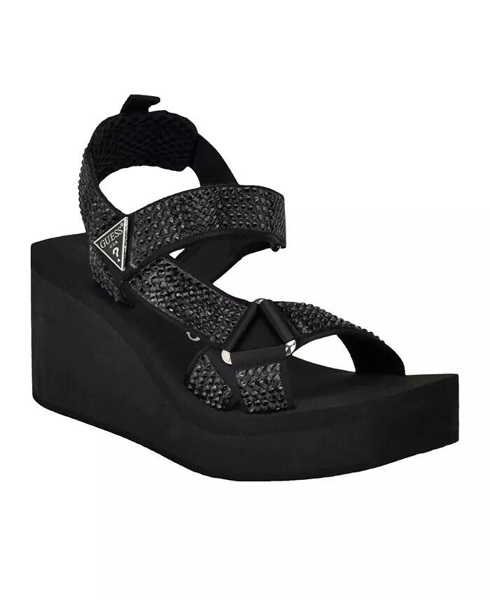 

Женские босоножки на танкетке Dawsin со стразами Eva и ремешками GUESS, черный
