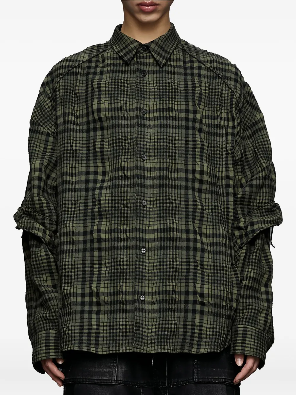 

Клетчатая рубашка с оборками Juun.J, зеленый