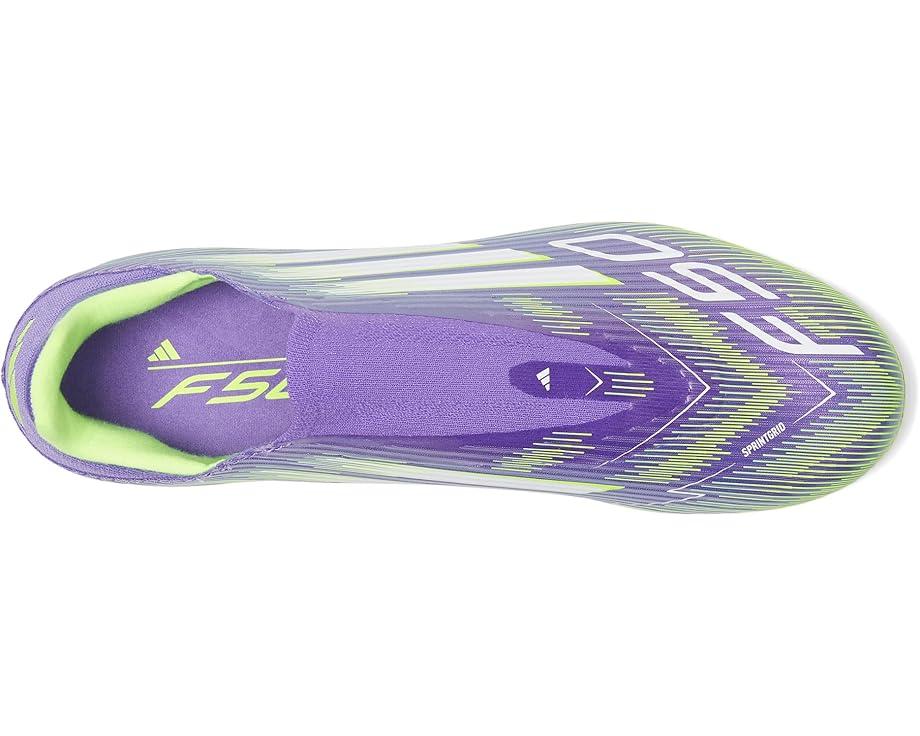 Кроссовки adidas F50 League Laceless Firm Ground Soccer Cleats, цвет Purple Rush/White/Lucid Lemon — фото 2