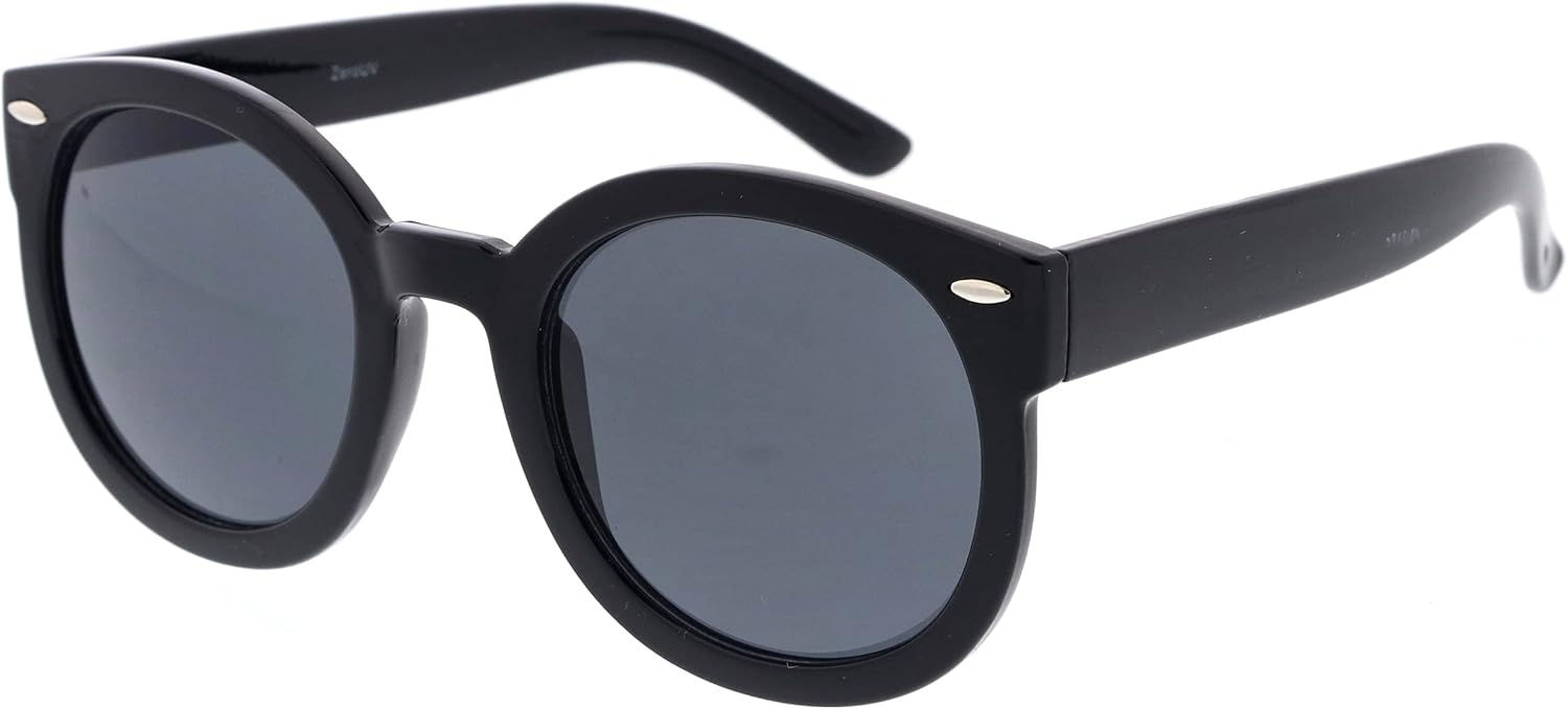 

Женские круглые ретро-солнцезащитные очки zeroUV увеличенного размера с цветными зеркальными и нейтральными линзами 53 мм (черные/дымчатые поляризованные), P01 | Shiny Black / Smoke (Polarized)