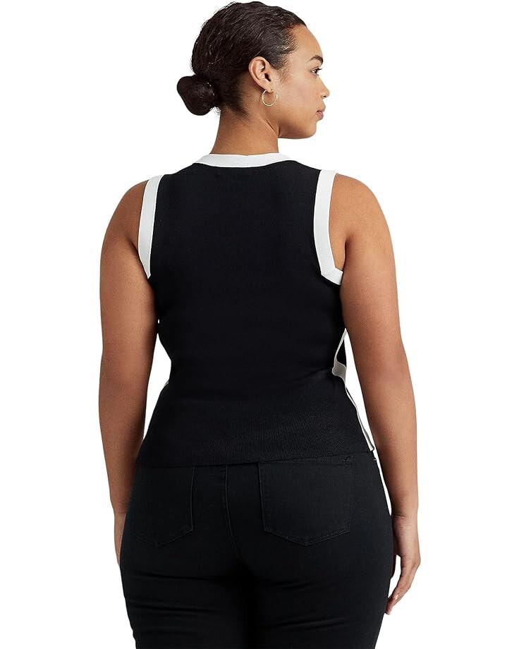 

Свитер LAUREN Ralph Lauren Plus Size Two-Tone Sleeveless Sweater, черный/белый