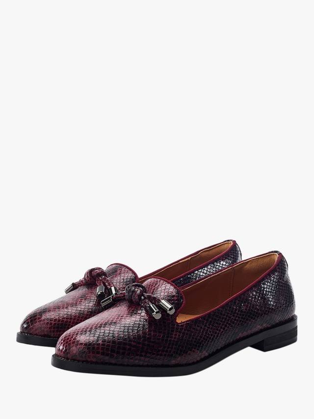 Fillipa туфли-лодочки с узлом и кисточками в змеином принте Moda in Pelle, Burgundy/Black — фото 2