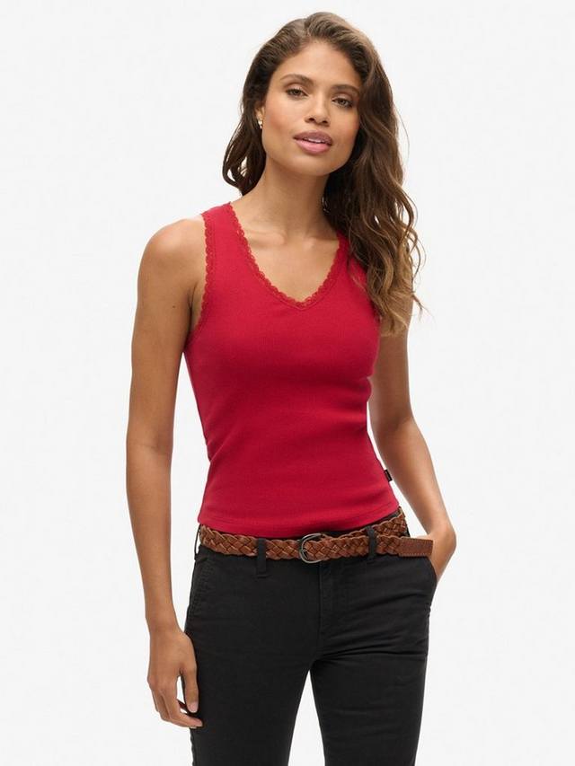 

Спортивный топ-жилет с кружевной отделкой essentials Superdry, цвет Barndoor Red