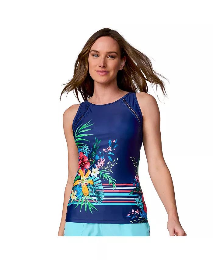 

Женский топ-танкини с высоким воротом Free Country, синий