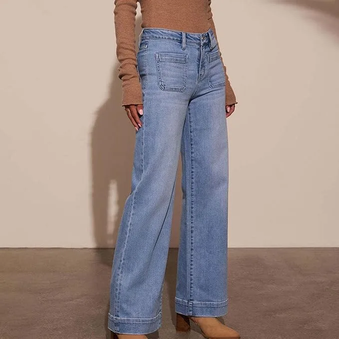 Женские джинсы Wide Leg с высокой талией и расклешенным силуэтом — фото 4