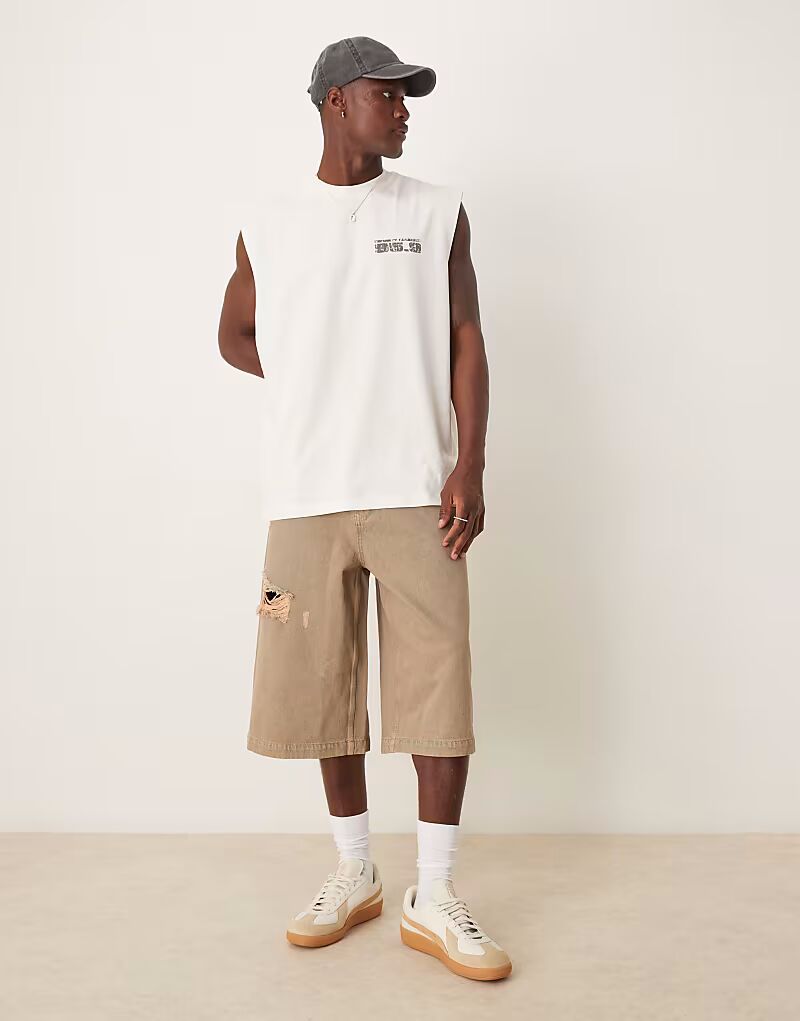 

ASOS DESIGN джинсовые шорты с эффектом потертостей и легким оттенком