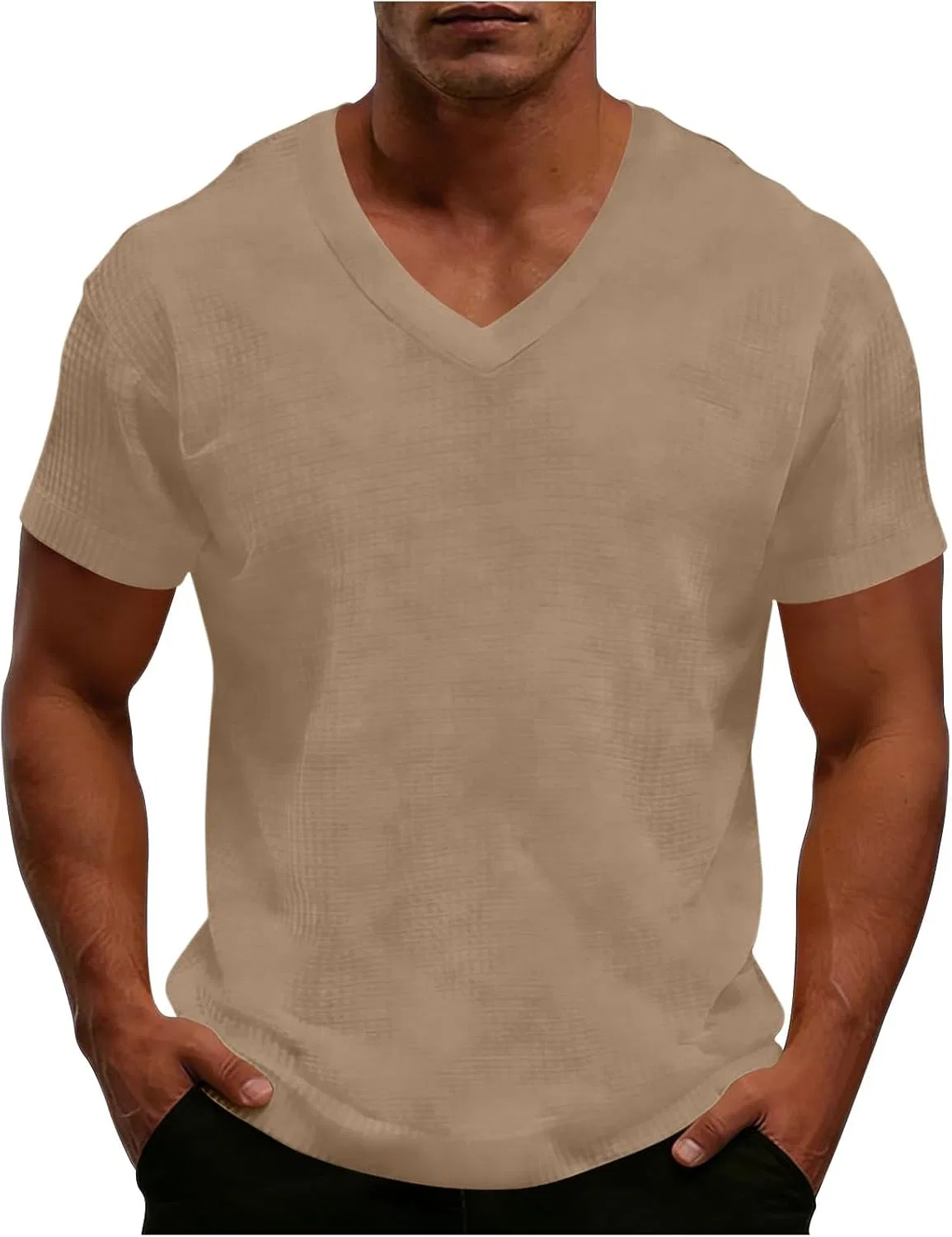Футболка V-образным вырезом, Athletic Fit, Khaki