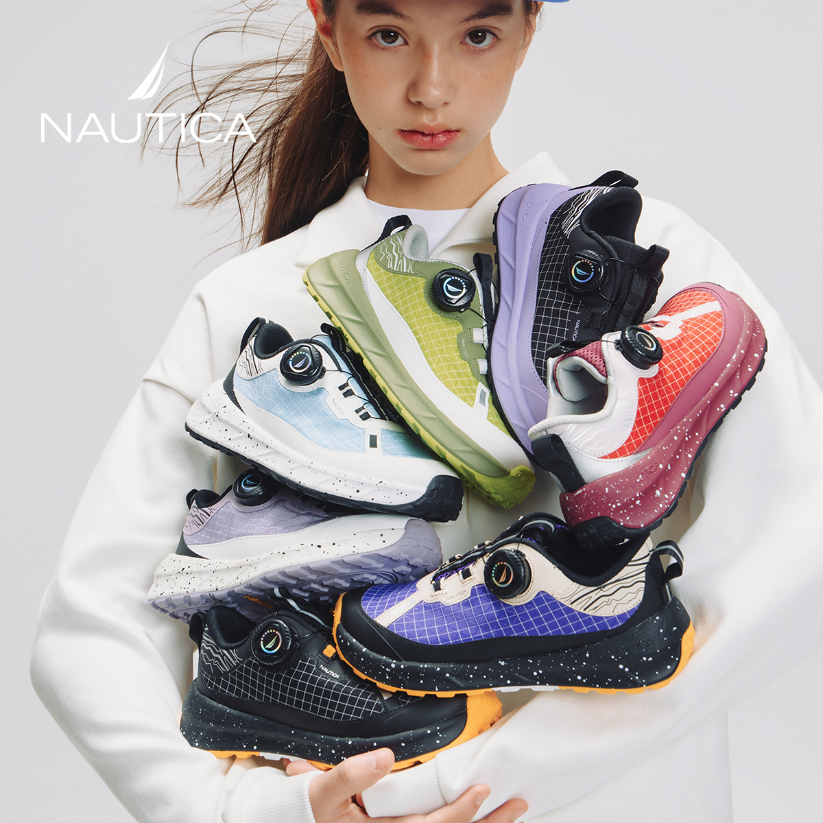 NAUTICA Slip Resistant Cushioning Abrasion Resistant Breathable Low top Running Shoes Charcoal Gray Purple Teenagers — фото 4