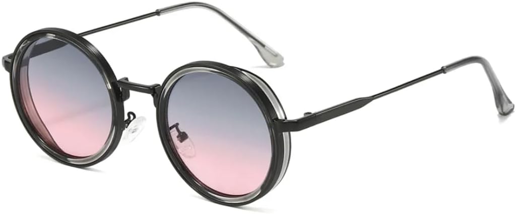 

Солнцезащитные очки для мужчин и женщин - защита UV400 - круглая оправа, металлические петли, градиентные линзы, для занятий спортом на открытом воздухе и вождения DSVIGF, Grey