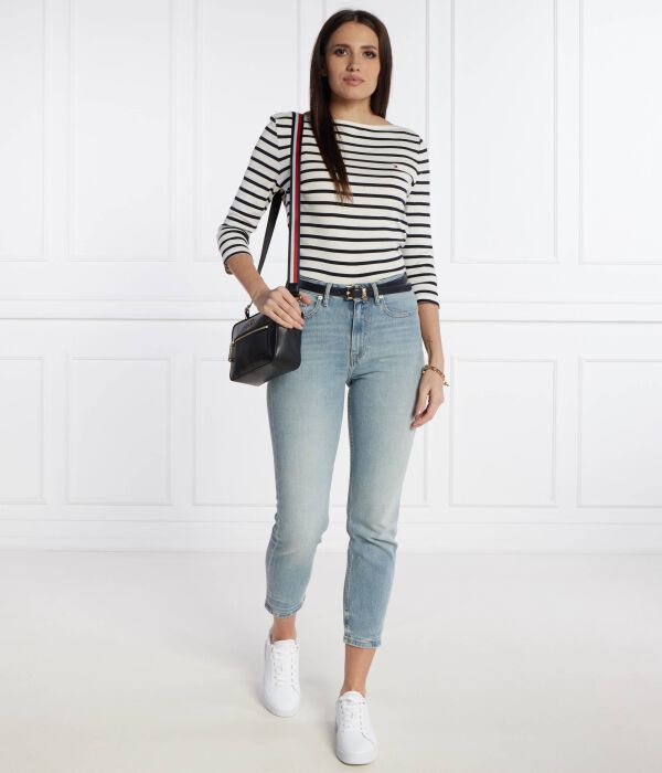 Кофта женская Tommy Hilfiger в полоску, белый/черный — фото 2