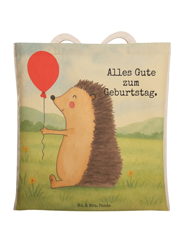 

Сумка через плечо с рисунком ежика и воздушным шаром, надпись на белом фоне Mr. & Mrs. Panda