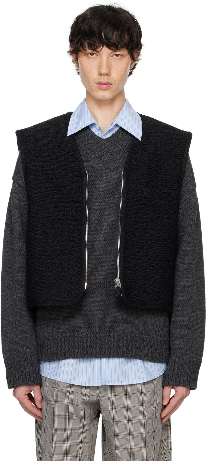 

Черный жилет OUR LEGACY, Evening Black Boucle Wool